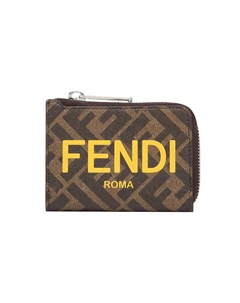 Кожаный картхолдер мужской коричневый Fendi