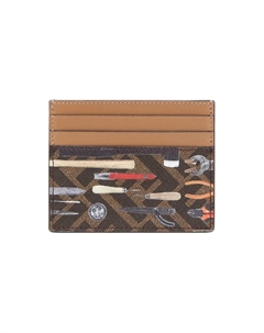 Кожаный картхолдер унисекс коричневый Fendi