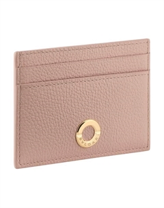 Кожаный картхолдер женский розовый Bvlgari