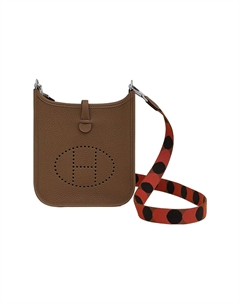 HERMES Кожаная сумка через плечо Эвелин Морис Буллок мини женская хаки коричневая Hermès