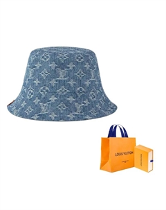 Хлопковая джинсовая шляпа-ведро женская тёмно-синяя, Dark Blue Louis vuitton