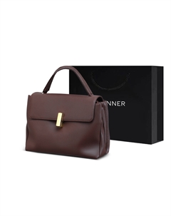 Сумка через плечо из комбинированной кожи, Chocolate C°banner