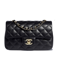 Классический клатч CF из овечьей кожи мини квадратный, Клатч, Сумка через плечо, Кроссбоди мини Женская Черный Chanel