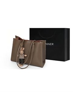 Сумка через плечо из коровьей кожи большая женская тёмно-серая/золотисто-коричневая, цвет экрю Q11706MBS C°banner