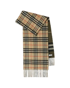Винтажный клетчатый шарф с бахромой, Green Burberry