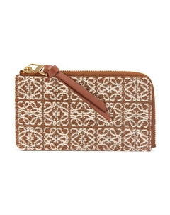 Жаккардовый кошелек для визиток и мелочи из телячьей кожи для женщин Tan Loewe