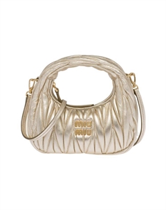 Мателессовая мягкая кожаная сумка-хобо, наплечная сумка, миниатюрная женская сумочка через плечо Pyrite Miu miu