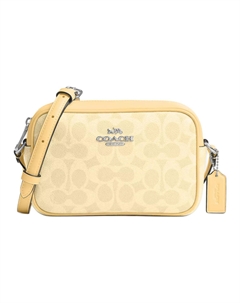 Кожаная фотосумка через плечо мини женская желтая Coach