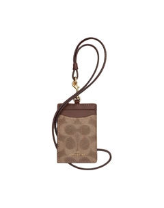 Мини-визитница на шнурке из лакированного холста для женщин, Tawny & Brown Coach