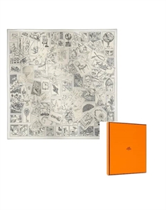 HERMES Шелковый шарф из тутового шелка унисекс серый, Gray Hermès