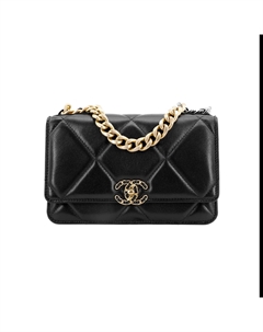 Сумка на цепочке из овчины через плечо женская черная Chanel