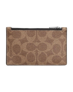 Мини-визитница из телячьей кожи для женщин Коричневая Coach