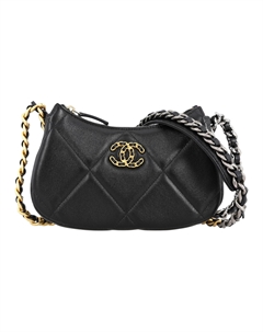 Женская мини-сумка через плечо из овчины черная Chanel