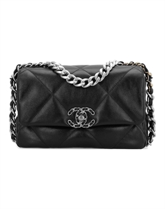 Сумка через плечо из овчины маленькая женская черная серебристая Chanel