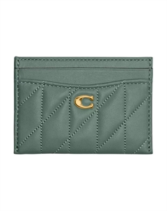 Мини-визитница из натуральной кожи наппа с латунью в шалфейном цвете, Brass with Sage Coach