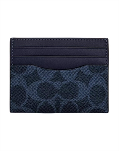 Мини-визитница из коровьей кожи унисекс темно-синий деним, Midnight Dark Blue Denim Coach