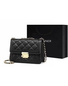 Кожаная сумка через плечо, женская черная Crossbody Bag, Diamond Pattern Black-11888 C°banner