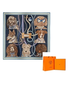 HERMES Шёлковый шёлковый платок женский голубой, Blue Hermès