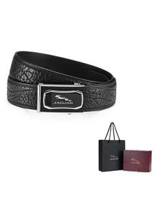 Мужской кожаный ремень дикой кожи шириной 3.7 см, Black Jaguar