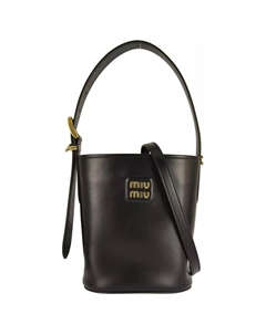 Кожаная сумка-ведро через плечо женская черная Miu miu