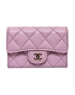 Зернистая Кожа Личи Зернистая Телячья Кожа Визитница Женская Розовая Chanel