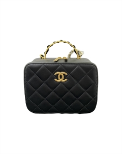 Овчинная сумка-коробка, наплечная сумка, через плечо женская черная Chanel