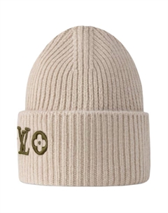 Шерстяная вязаная шапка унисекс коричневая, Brown Louis vuitton