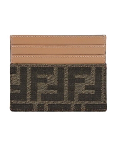Жаккардовый картхолдер из телячьей кожи для женщин коричневый Fendi