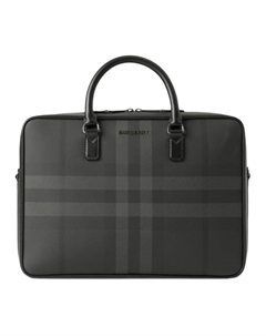 Сумка-портфель мужская из термополиуретана с хлопком и телячьей кожей антрацитового цвета Burberry
