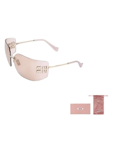 Солнцезащитные очки с запа́дной оправой и логотипом, Gold Miu miu