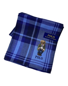 Хлопковый шелковый шарф унисекс синий, Blue Polo ralph lauren