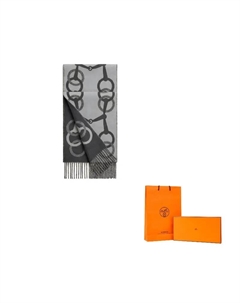 HERMES Кашемировый вязаный шарф унисекс средний серый, Medium Gray Hermès