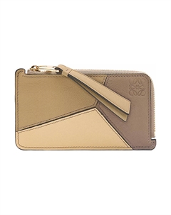 Кожаный картхолдер для женщин в цвете земляной зелёный и кремовый Loewe