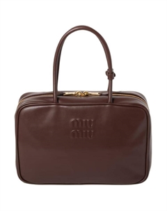 Кожаная дорожная сумка боулинг через плечо женская большая Miu miu