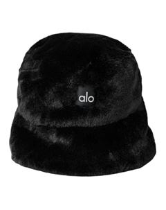 Чёрная унисекс ведёрная шапка из искусственного меха, Black Alo yoga