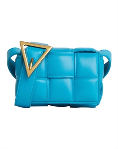 Кроссбод мини женская синяя стеганая кожаная сумка через плечо Bottega veneta