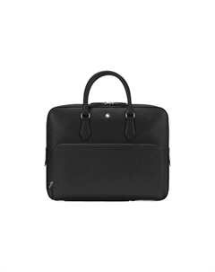 Кожаная портфельная сумка среднего размера мужская черная Montblanc