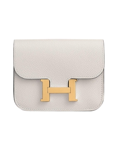 HERMES Констанс Слим Кошелек из кожи Эпсом Кардхолдер Монетница Поясная сумка Женская M4 Бледно-кремовый серый Hermès