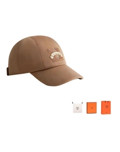 HERMES Кашемировая бейсболка унисекс коричнево-зелёная, Brown Hermès