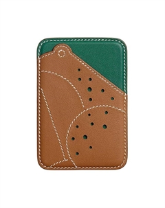 HERMES Магсейф картхолдер из телячьей кожи женский средний зеленый с золотым, Medium Green & Gold Hermès