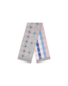 Шерстяной шелковый вязаный шарф женский радужный разноцветный Louis vuitton