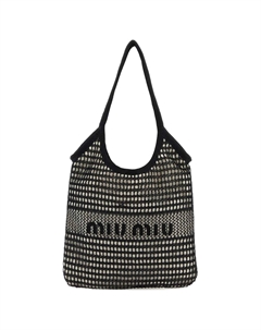 Пряжа с льняной сумкой женская черная Miu miu