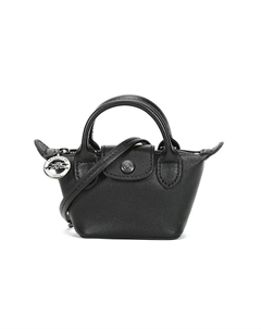 Сумка Le Pliage Cuir из овчины в форме пельменя, миниатюрная черная женская сумка через плечо Longchamp