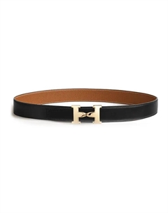 HERMES Женский кожаный ремень из телячьей кожи черно-коричневый шириной 3.2 см, Black/Brown Hermès