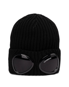 Шапка в рубчик с очками, черный C.p. company