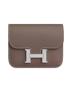 HERMES Констанс Слим Эверколор Кожаный Кошелек Картхолдер Поясная Сумка 18 Женский 18 Элефант Грей Hermès