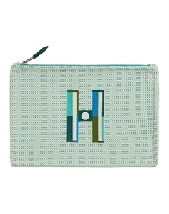 HERMES Хлопковая сумка-клатч малого размера унисекс облачно-белый и мятно-зеленый, Cloud White & Mint Green Hermès