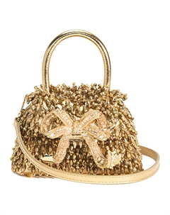 Сумка через плечо Self Portrait из телячьей кожи, кроссбодди, миниатюрная женская сумка золотистого цвета Self-portrait