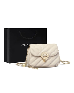 Кожаная плечевая сумка через плечо, маленькая цепная сумка для женщин, многоцветная, экрю C°banner