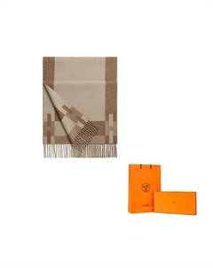 HERMES Кашемировый вязаный шарф женский меловой белый, Chalk White Hermès